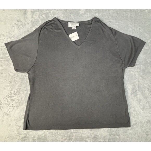 4 For $20 United States Sweaters Size 2X Gray Short Sleeve V-Neck Sweater - Picture 1 of 7